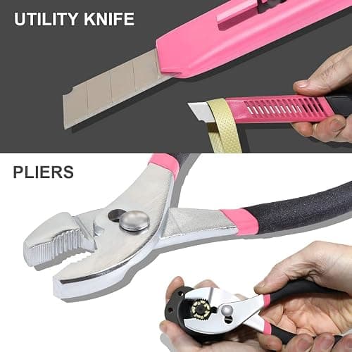 DNA MOTORING 39-Piece Household Tool Set General Repair Small Hand Tool Kit Storage Case for Home Garage Office College Dormitory Use, Pink, TOOLS-00009 thumbnail 5