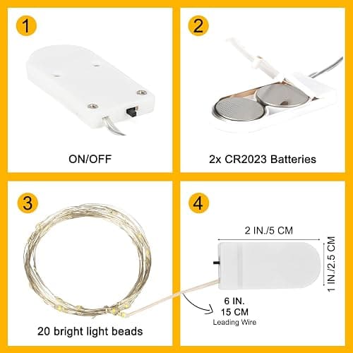 SINAMER 6 Pack Fairy Lights Battery Operated String Lights, 7ft 20 Led Mini Lights, Waterproof Silver Wire Starry for Mason Jars DIY Wedding Party Bedroom Christmas (Warm White) thumbnail 2
