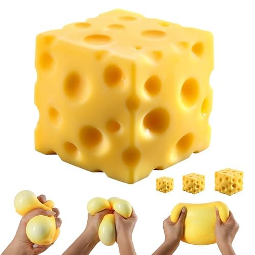 Jumbo Cheese Squishy, Giant Large Squishy Fidget Toys for Adults & Teens, Sensory Stress Ball Squeeze Toys for Stress Relief (Yellow 4.4 in) thumbnail 2