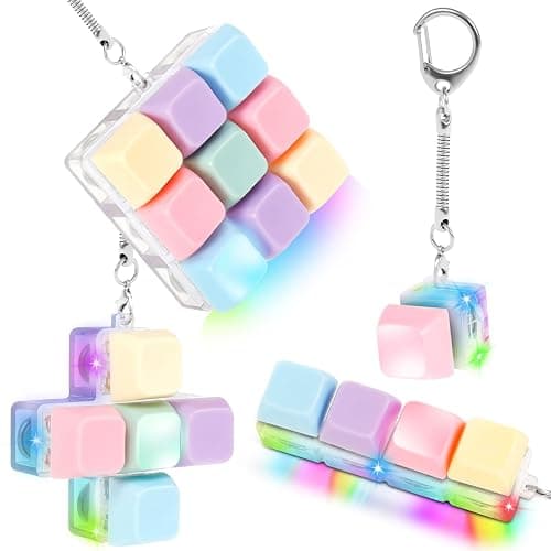 4 Pcs Adult Keyboard Clicker Toys, Portable Mechanical Keyboard Keychain Toy, Decompression Toys, Funny Cube Key Button Stress Relief for Adults Present to Relief Pass Time thumbnail 8