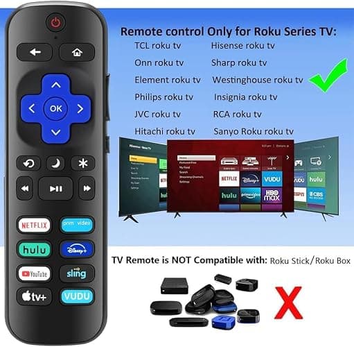 AZMKIMI Remote Replacement for Roku TV, Compatible with TCL/Hisense/Onn/Sharp/Element/Philips/Insignia/Jvc/RCA Smart Roku TVs(Not Roku Stick and Box) (1 PCS) thumbnail 2