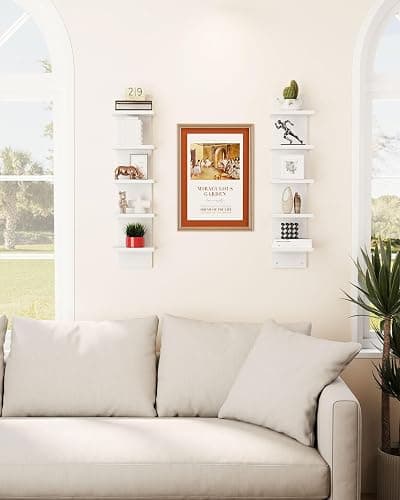 IBUYKE 5 Tier Wall Shelf Unit,White Vertical Shelf,Organizer Tall Tower Design Decorative Wall Mount Shelving for Home, Bedroom,Office Decor WBC009W-2 thumbnail 8