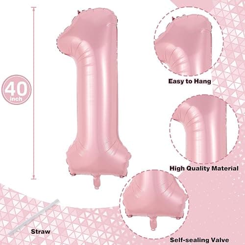 11 Balloon Number Birthday, Giant Light Pink Number 1 & 1 Helium Foil Balloon for Girls 11th Birthday, Pastel Pink 40'' Self Inflating Mylar 11 Balloon for Women Anniversary Party Decorations Supplies thumbnail 3