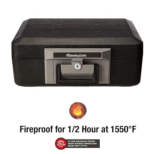 SentrySafe Fireproof Safe Box with Key Lock, Chest Safe with Carrying Handle to Secure Money, Jewelry, Documents, 0.25 Cubic Feet, 6.3 x 15.3 x 12.1 Inches, 1160 thumbnail 4
