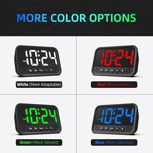Small LED Digital Clock for Bedroom, Loud Alarm Clock for Heavy Sleepers Adults, Teens | Plug-In Electric Desk Clock | Simple Bedside Nightstand Clock with Adjustable Volume/Brightness/Snooze – White thumbnail 7