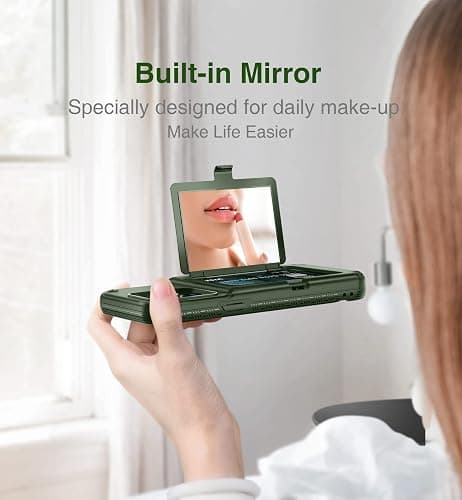 WeLoveCase for iPhone 14 Pro Max Case for Women, Men Defender Credit Card Holder Cover with Hidden Mirror, Three Layer Shockproof Heavy Duty Protection Case for iPhone 14 Pro Max 6.7'' Green thumbnail 3