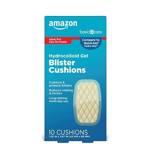 Amazon Basic Care Extreme Hydrocolloid Gel Blister Cushion Bandages, Self-Adhesive, Reduces Rubbing & Friction, Long-Lasting Multi-Day Use, 1.65 in x 2.67 in, 10 ct - Image 1
