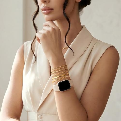 Dearmay Gold Bracelets for Women Waterproof, 14K Gold Plated Minimalist Bracelets Stack Non Tarnish Trendy Dainty Herringbone Vintage Cuban Paperclip Rope Thin Box Link Chain Stackable Jewelry Sets Modern Fashion Accessories Gifts for Womens thumbnail 7