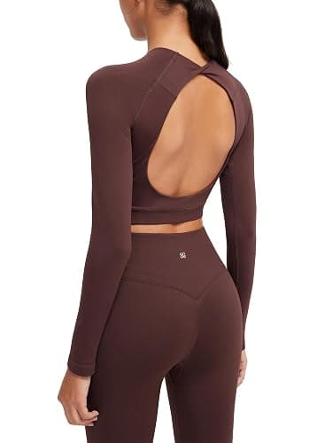 SUUKSESS Women 2 Piece Open Back Seamless Workout Sets Scrunch Booty Gym Leggings Built in Bra Crop Yoga Top thumbnail 5