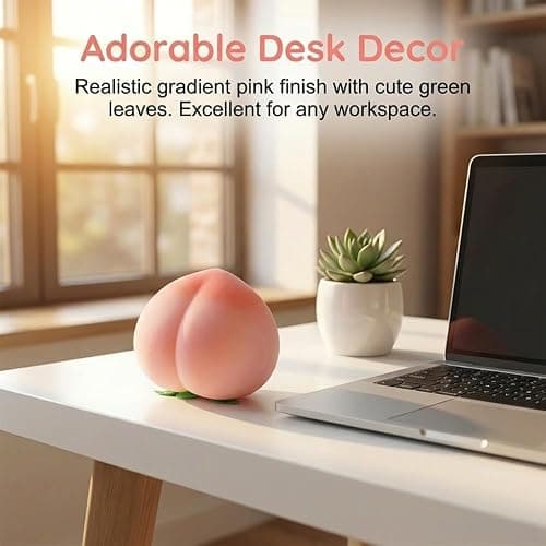 Peach Squishy Slow Rising Stress Relief Toy, Realistic Peach Shaped Squeezable Ball for Adults, Soft Flexible Fidget Toy for Anxiety Relief, Decompression Gift for Office Desk Decor (Yellow) thumbnail 2
