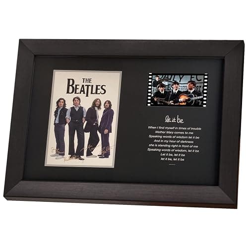 veratwo The Beatles Framed Poster with Signed and 1x 35mm Film Display,Let It Be lyric Decoration,Cool Memorabilia Gifts for Beatles Fans 8x6 Inches - Image 1