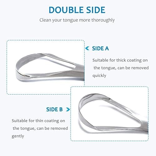 Cafhelp 2-Pack Tongue Scraper, 100% 304 Surgical Stainless Steel Tongue Cleaner for Both Adults and Kids, Professional Reduce Bad Breath Metal Tongue Scrapers, Help Your Oral Hygiene (with 2 cases) thumbnail 5