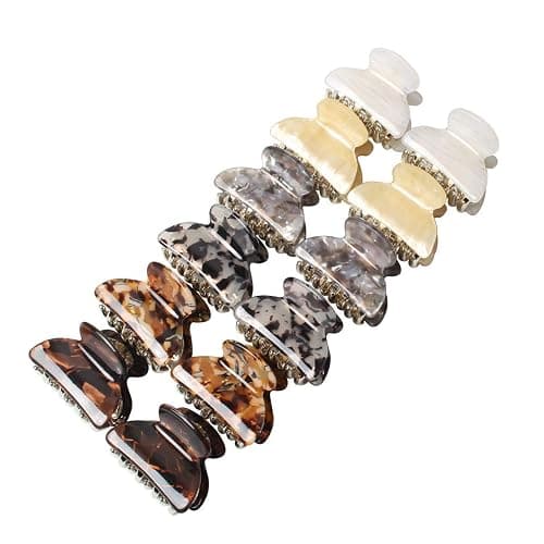 1.57 inch Small Acrylic Hair Claw Clips for Girls and Women Marbling Hair Clips,Plastic No-Slip Grip Jaw Hair Clip Hair Jaw Clamp,Pack of 12 thumbnail 2