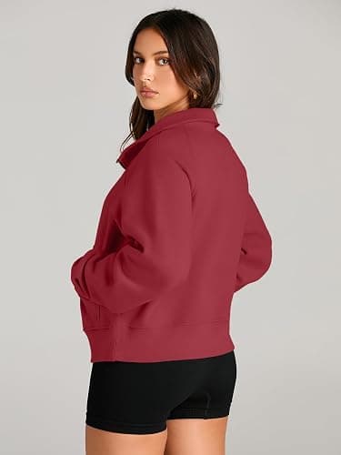 AUTOMET Womens Sweatshirts Half Zip Cropped Pullover Fleece Quarter Zipper Hoodies 2026 Fall Fashion Outfits Clothes thumbnail 5