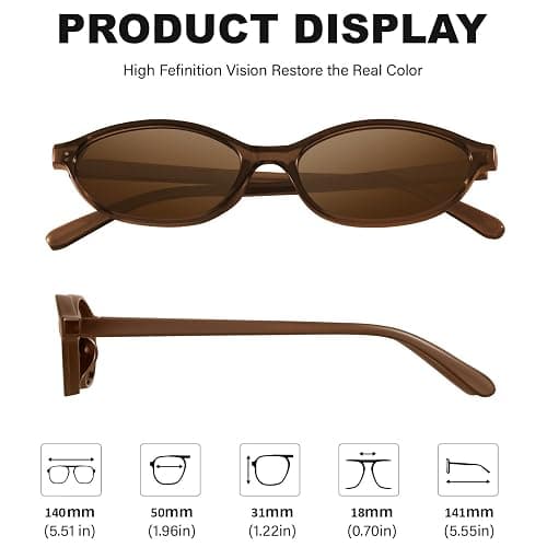 YMRFW Retro Oval Cat Eye Sunglasses for Women Y2k Designer Trendy Narrow Shades UV protection Sun Glasses thumbnail 5