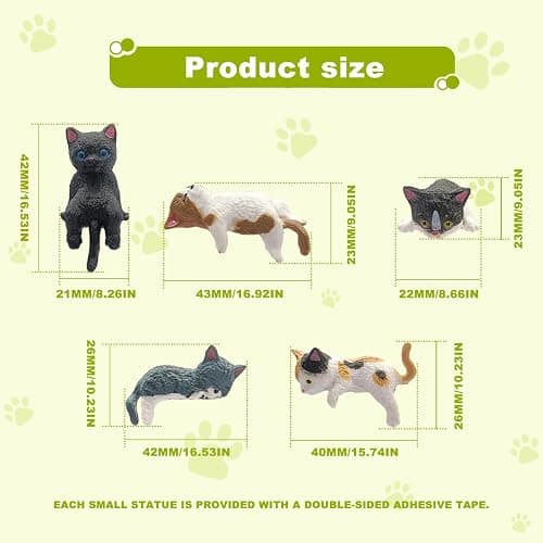 ABOTHGD 5 pcs Cute Cat Car Interior Accessories Dashboard & Rearview Mirror Decorations, Ornament for Cat Lovers Boys and Girls (Kitten) thumbnail 2