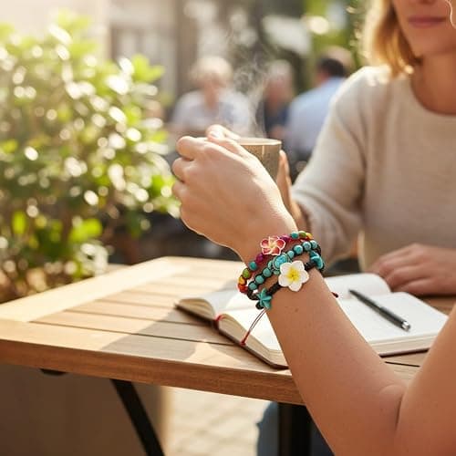 LAVIP Leather Anklet or Bracelet Starfish Turquoise Hawaiian Plumeria Flower Starfish Turquoise Hemp Bracelet thumbnail 4