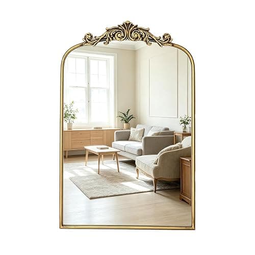 Awhtixbo Miroir Baroque Antique Dorรฉ - Miroir Murale Vintage avec Forme Arche Dorรฉ pour Hall, Salon & Salle de Bain, 40x61cm - Image 1