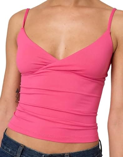 Giraropa Women Summer Basic Cami Shirt Sexy Sleeveless Spaghetti Strap V Neck Tank Top Y2K Slim Fit Going Out Crop Tops - Image 1