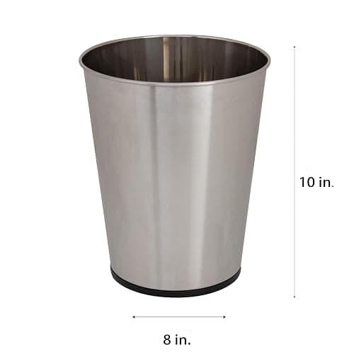 Bath Bliss 5 Liter Small Wastebasket | Round Open Top | Trash Can | Bathroom | Bedroom | Kitchen | Office | Dorm | Disposal Waste Bin | Garbage | Stainless Steel thumbnail 3