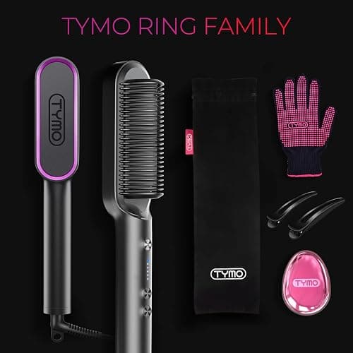 Hair Straightener Brush, TYMO Ring Hair Straightener Comb Straightening Brush for Women with 5 Temps 20s Fast Heating & Dual Voltage, Black thumbnail 7