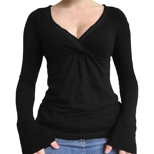 Women Lace Trim Long Sleeve T-Shirts Fairy Aesthetic Slim Fit Crop Tops Basic Blouse Y2k Teen Girls Streetwear - Image 1