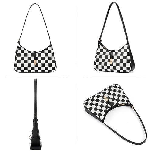 CLUCI Checkered Purses for Women, Shoulder Bag, Handbag Hobo Bags Vegan Leather Crossbody Purse with Adjustable Strap thumbnail 6