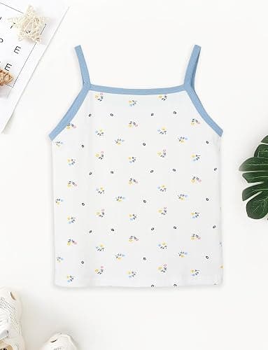 SEAUR Toddler Girls Cotton Camisole Cute Tank Tops Tagless Sleeveless Undershirt Spaghetti Strap Flower Clothes thumbnail 2