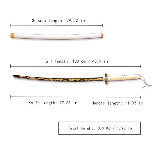 Metal Demon Sword 104cm/41inchs,Stainless Steel, Hashira Pillar and Protagonist Katana for Anime Cosplay, Anime Original Textures, Multiple Styles to Choose from thumbnail 2