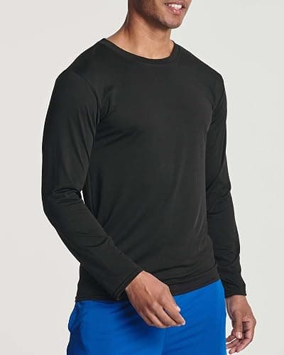 Real Essentials 4 Pack: Mens Long Sleeve Dry Fit T Shirts Hiking Fishing Workout Gym Work Sun UPF 50 Wicking Running Tee thumbnail 4