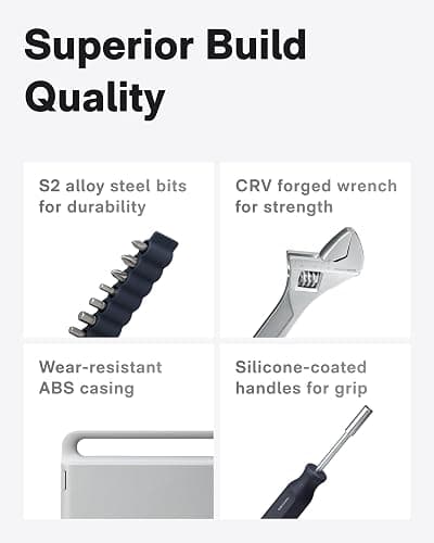 HOTO 16-Piece Home Tool Kit, Basic Hand Tool Set with Storage Box – Includes Screwdriver, Wrench, Hammer, Tape Measure, Plier – Ideal for Household, Garage, Office, Dorm Repairs & DIY Projects thumbnail 5