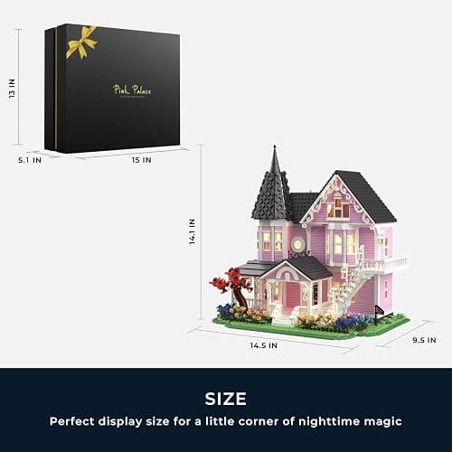 EYICA Pink Palace House Building Kit, 2194 PCS Movie‑Inspired Display Model for Adults, Ideal, Open‑Back Interior Rooms, Gift Box Packaging (Standard Edition) thumbnail 2