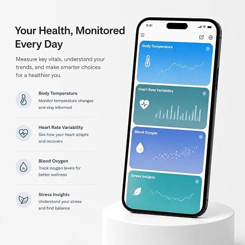 MaxKite Slim Smart Ring for Women, Ceramic Health Fitness Tracker Pink，10# | No Subscription Fee & 5ATM Waterproof, Sleep Tracking, Heart Rate, Blood Oxygen, Activity Tracking, HRV, 5-7 Day Battery Life thumbnail 5
