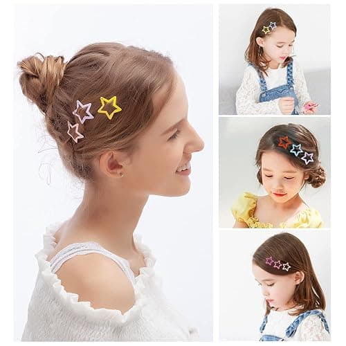 KUBOM 100 Pcs Star Hair Clips Non-slip Toddlers Colorful Cute Mixed Color Metal Hair Barrettes Hair Accessories for Women Girls thumbnail 3