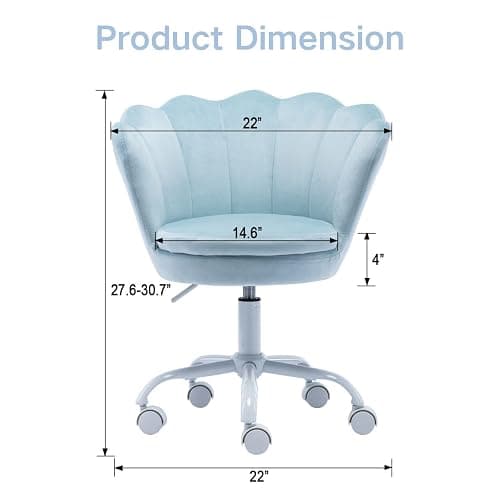 DAYALANE Kids Desk Chair with Wheels, Cute Petal Study Computer Chair with Arms for Teen Girls, Upholstered Velvet Swivel Kids Rolling Task Chair for Bedroom, Vanity, Blue thumbnail 3