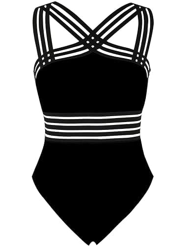 Hilor Women's Tummy Control Swimsuits Slimming One Piece Bathing Suits Front Crossover Swimwear thumbnail 4