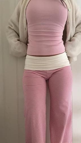 Pivanzore Fold Over Yoga Pants for Women Low Rise Wide Leg Leggings Sweatpants Y2k Cozy Stretchy Foldover Lounge Pants thumbnail 6