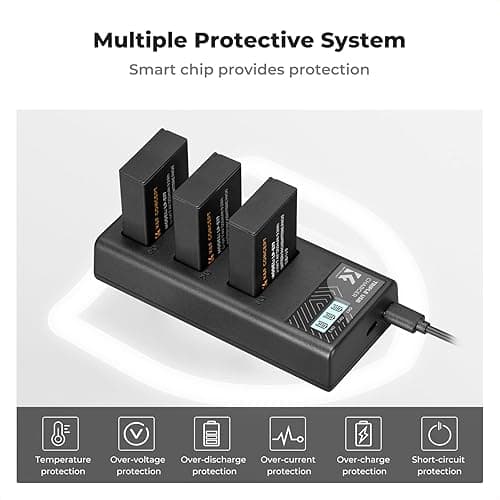 K&F CONCEPT 3-Pack LP-E17 Battery and Upgraded 3-Slot LCD Charger Compatible with Canon EOS R100 R50 RP R10 R8, Rebel T8i T7i T6i T6s SL2 SL3 EOS M3 M5 M6 200D 77D 750D 760D 800D 8000D Camera thumbnail 6
