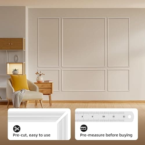 JSIWOTH Peel and Stick Wall Molding Kit Set of 6 Frames, Premade Wainscoting Panels for Interior Wall Decor, Molding Trim for Living Room Bedroom Corridor Home Accent Walls Panel thumbnail 4