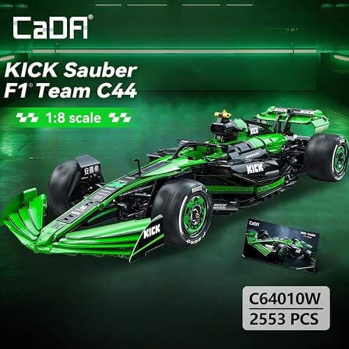 CaDA C64010W Kick Sauber F1 Team C44 Racing Building Set,MOC 1:8 F1 Building Block Car,Formula 1 Championship Super Car Model for Adults (2553pcs) thumbnail 3