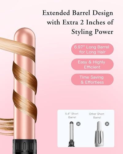 Long Barrel Curling Iron Wand Set - BESTOPE PRO 6 in 1 Curling Wand Set with Ceramic Barrel for Long Hair, 0.35"-1.25" Interchangeable Hair Wand Curler, Dual Voltage, Include Glove & Clips thumbnail 4