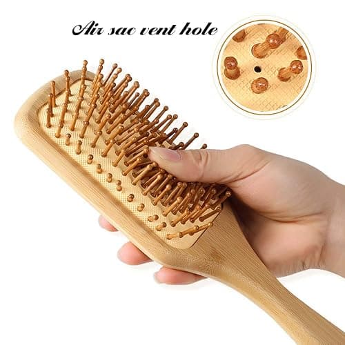 ACC PLANET Hair Brush, Personalized Bamboo Paddle Brush, Natural Bamboo Bristles Detangling Hairbrush for Massaging Scalp, Women's and Girls Gift (Square, 8.86" x 2.68") thumbnail 4