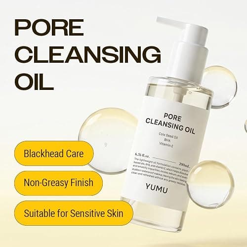 YUMU Coix Seed Deep Pore Cleansing Oil, Vitamin E, BHA, Double Cleansing, Waterproof Makeup Remover, Gentle Oil Cleanser, Blackhead Remover, No Oily Residue, Korean Skin Care (200ml/6.76 fl.oz.) thumbnail 2