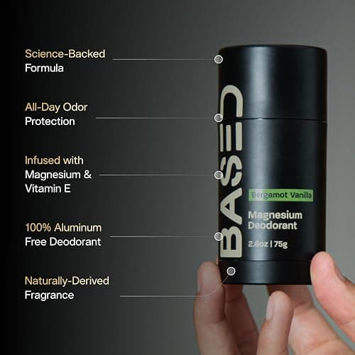 BASED Performance Deodorant For Men, All Day Odor Protection, Aluminum Free with Magnesium, Beeswax & Shea Butter, Paraben-Free, Naturally-Derived Santal Sandalwood Scent thumbnail 2