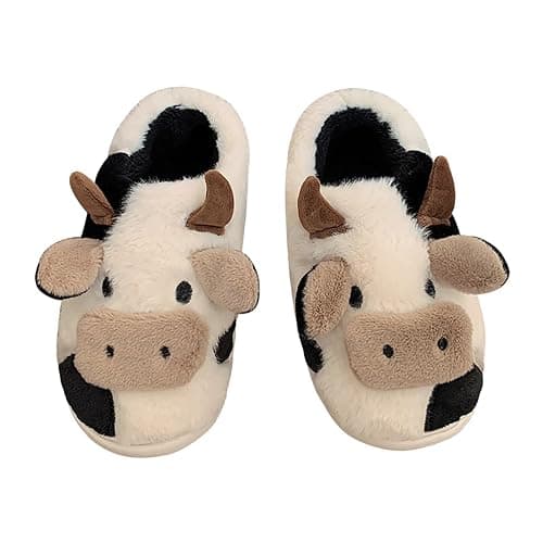 Jerzmy Cute Animal Cow Pig Men Women House Slippers, Comfy Memory Foam Cloudy Soft Slippers Plush Home Shoes for Bedroom Living Room Indoor - Image 1