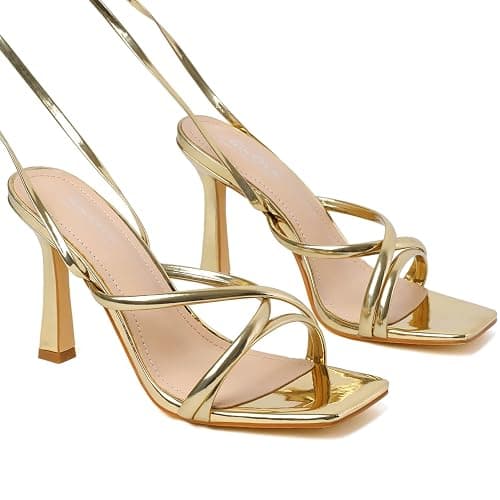 Mostrin Womens Sandals Strappy Heels for Women Lace Up Square Open Toe Heels Tie Up High Heeled Sandals for Prom, Party, Daily Wear thumbnail 7