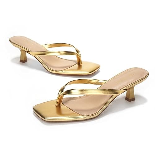 LULLASONG Women's Kitten Heels Sandals Square Open Toe Flip Flop Heels 1.8-2 Inch Heeled Sandals for Women thumbnail 4