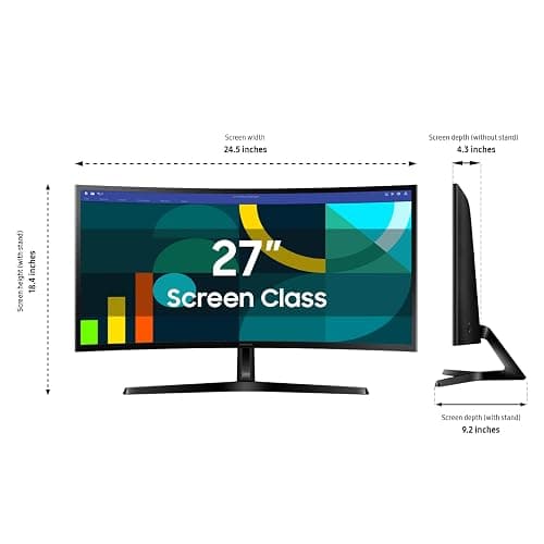 Samsung 27" Essential S3 (S36GD) Series FHD 1800R Curved Computer Monitor | 100Hz, Game Mode, Advanced Eye Comfort, HDMI and D-sub Ports (LS27D366GANXZA) thumbnail 3