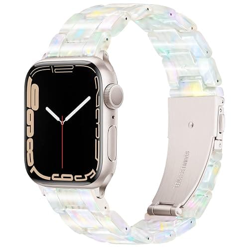 Pleixiu Lightweight Resin Band For Apple Watch Series 11 10 SE 9 8 7 6 5 4 3 2 1 Ultra 3 2, Fashion Adjustable Replacement Strap for iWatch Bands 38mm 40mm 41mm 42mm 44mm 45mm 46mm 49mm for Women Men - Image 1