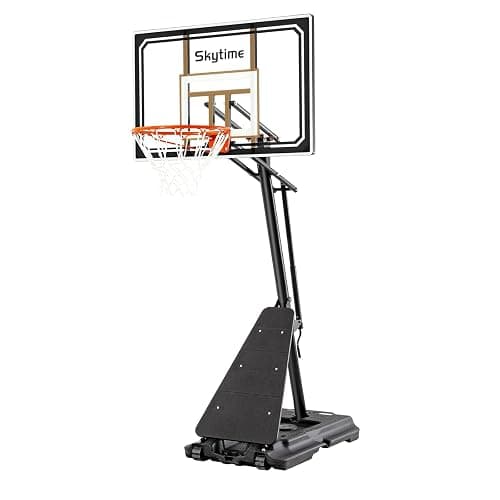 Skytime Basketball Hoop 44&48 Inch Backboard Portable Basketball Goals Outdoor,5.3-10ft Stepless Regulation Crank Adjust Basketball Goal System - Image 1